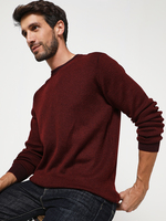 BASEFIELD Pull Col Rond Structur Rouge bordeaux