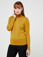BETTY BARCLAY Pull Fine Jauge Uni  Col Roul Jaune moutarde