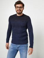 JACK AND JONES Pull Col Rond, Maille Moulin Bleu marine