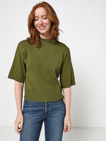 ESPRIT Pull Tricot Fin  Manches Courtes Vert olive