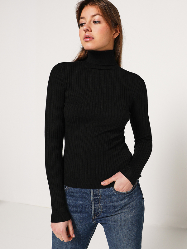 ONLY Pull Moulant Col Roul Noir Photo principale