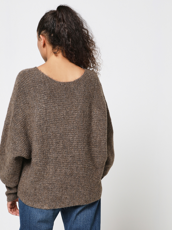 ONLY Pull Oversize En Maille Ctele Marron Photo principale