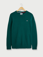 TOMMY JEANS Pull Uni Encolure Ronde Vert