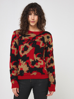 ONE STEP Pull Motif Lopard Avec Mohair Rouge