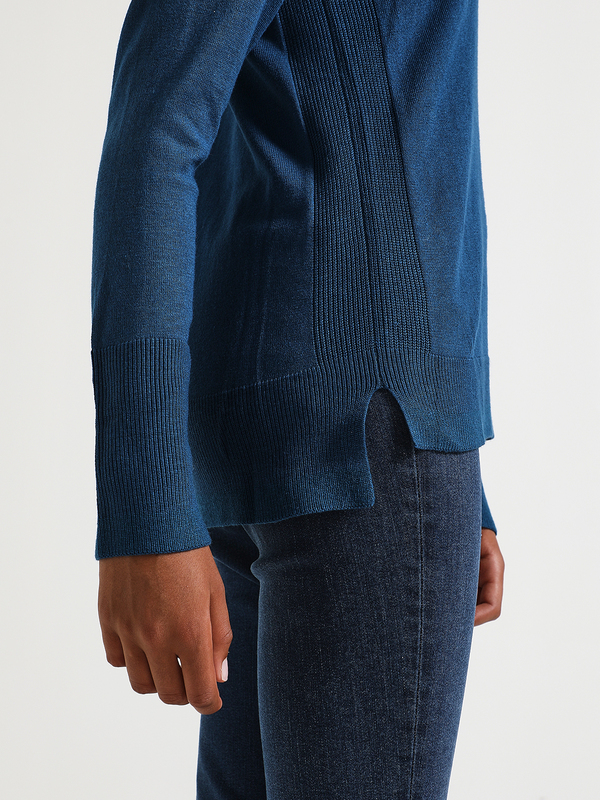 ESPRIT Pull Fine Jauge Coton Majoritaire Uni Bleu Photo principale
