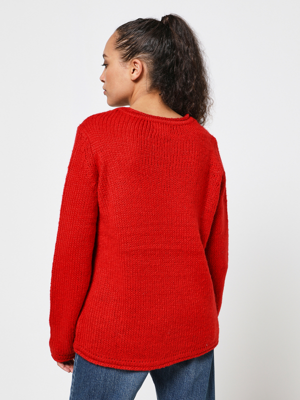 ONLY Pull Col V  Bords Rouls Rouge Photo principale