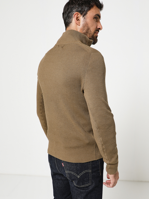 JACK AND JONES Pull Col Montant Zippe Camel Photo principale