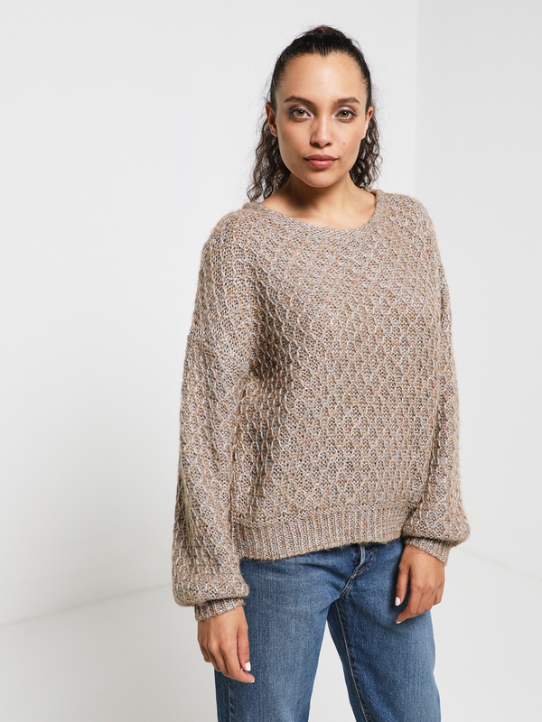 ONLY Pull Loose En Maille Lche Mtallise Camel Photo principale