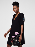 DESIGUAL Robe Droite Motif Fleur En Tissu Rapport Noir