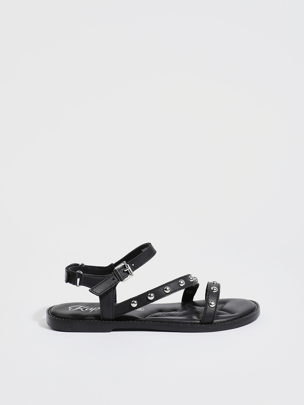 KAPORAL Sandale Plate En Cuir À Lanières Cloutées Eloise Noir