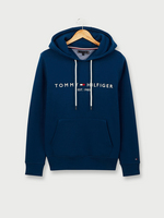 TOMMY HILFIGER Sweat-shirt  Capuche Logo Brod Bleu Canard