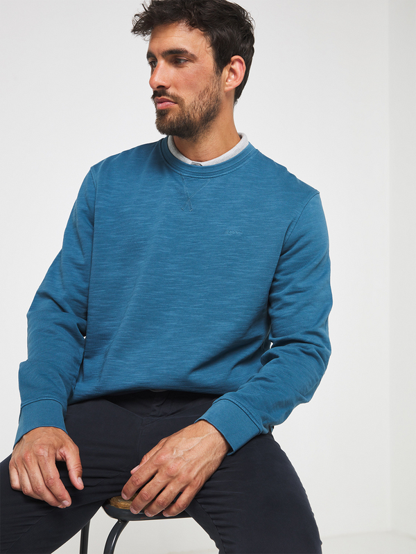 ESPRIT Sweat-shirt Molleton 100% Coton Uni Bleu