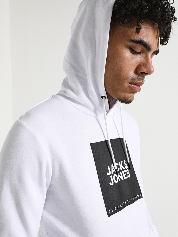 JACK AND JONES Sweat-shirt  Capuche, Logo Carr Blanc Photo principale