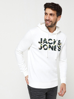 JACK AND JONES Sweat-shirt  Capuche Logo Camouflage Blanc cass