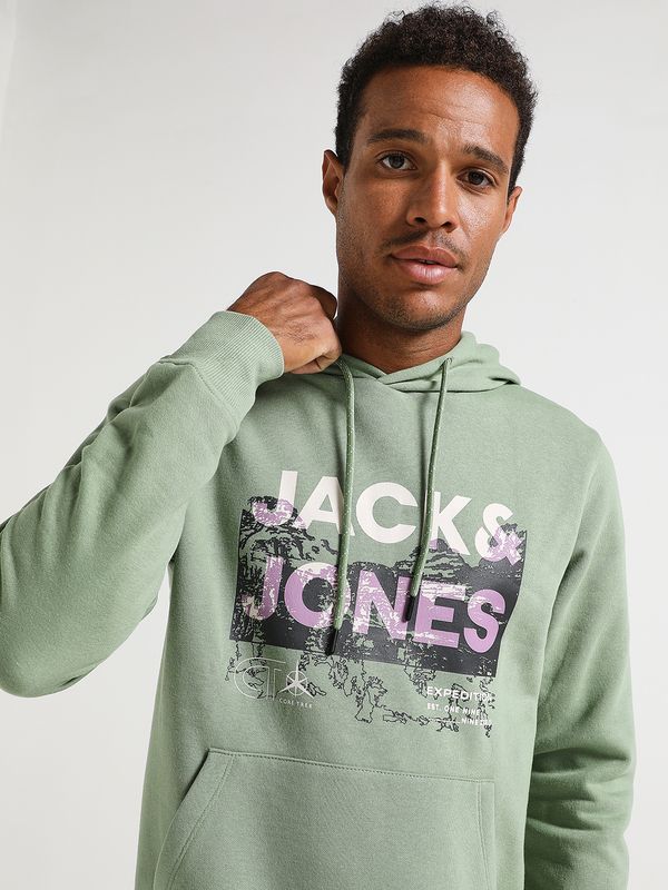 JACK AND JONES Sweat-shirt  Capuche Logo Expdition Vert Photo principale