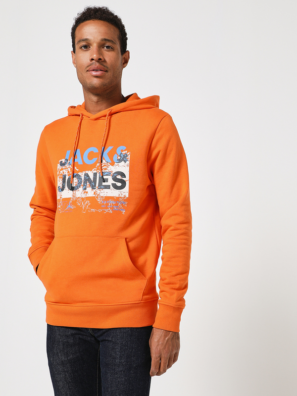 JACK AND JONES Sweat-shirt À Capuche Logo Expédition Orange