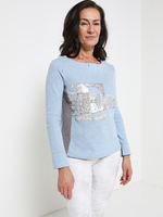 ELISA CAVALETTI Sweat-shirt En Molleton Duveteux Dcor Sequins Bleu ciel