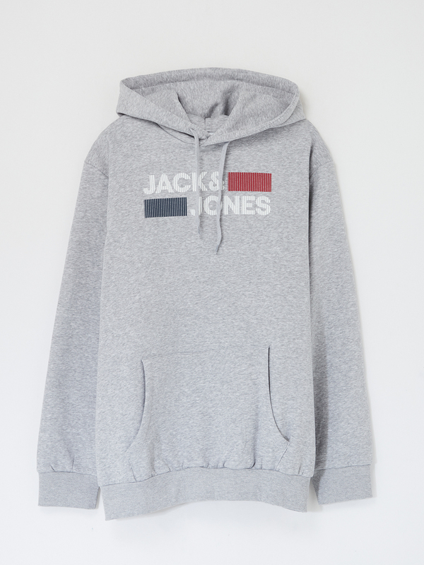JACK AND JONES Sweat-shirt Logo Stri Gris Photo principale