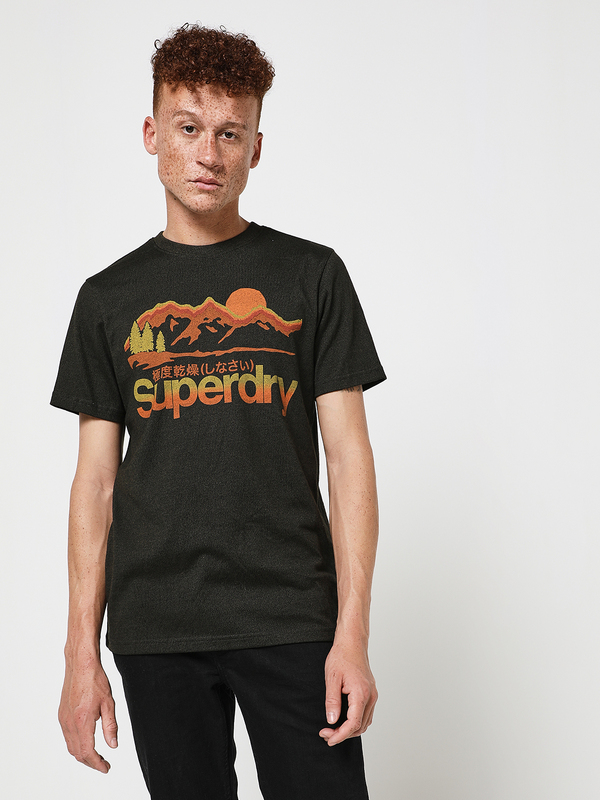 SUPERDRY Tee-shirt Logo Paysage Vert kaki