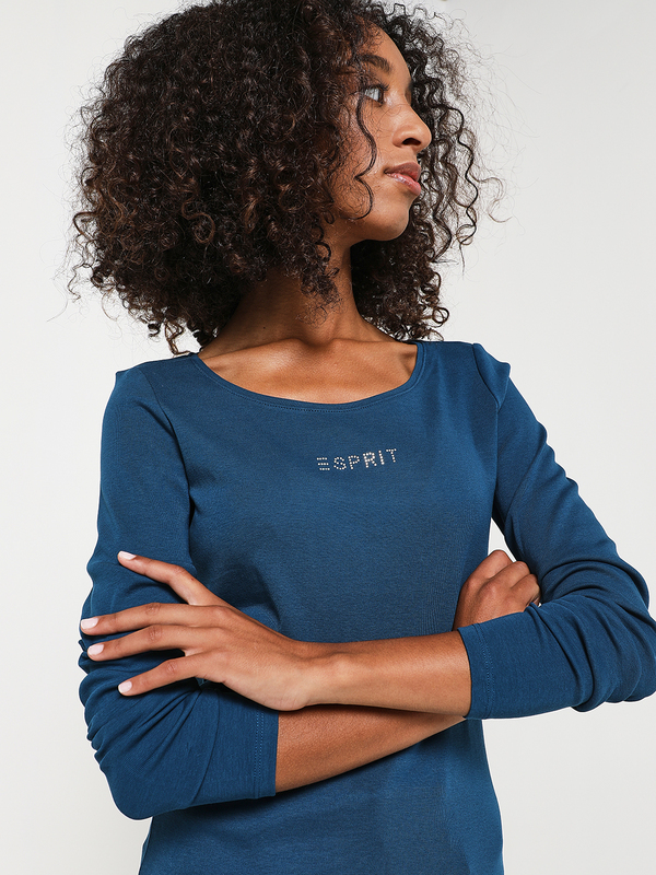 ESPRIT Tee-shirt Logo Strass Bleu Photo principale