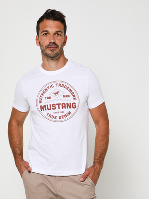 MUSTANG Tee-shirt Logo Circulaire Blanc