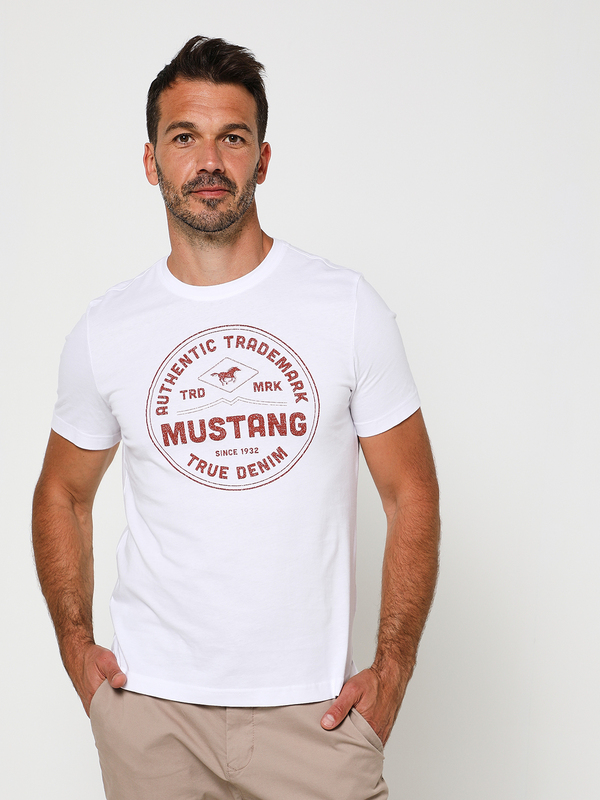 MUSTANG Tee-shirt Logo Circulaire Blanc 1004882