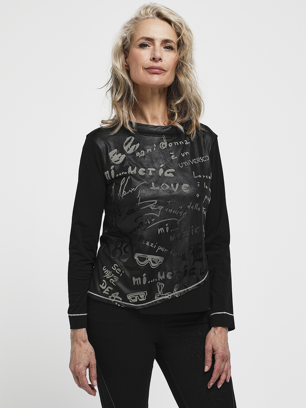 ELISA CAVALETTI Tee-shirt Avec Jersey Enduit Floqué Velours Noir