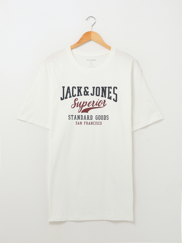 JACK AND JONES Tee-shirt + Fit, Grand Logo Ecru