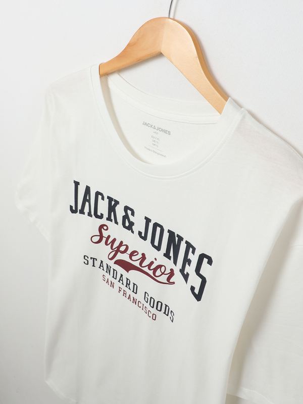 JACK AND JONES Tee-shirt + Fit, Grand Logo Ecru Photo principale