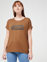 ONLY Tee-shirt Message Oversized Camel