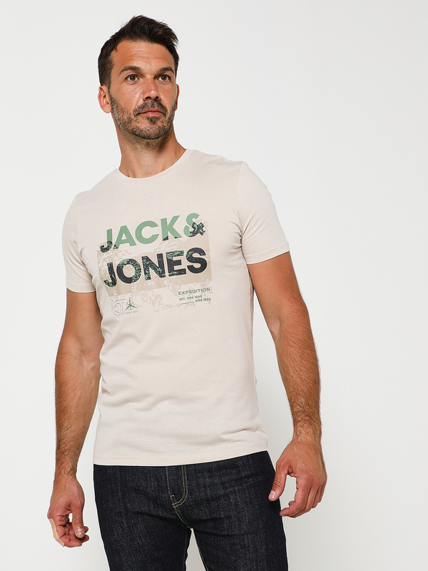 JACK AND JONES Tee-shirt Logo Expdition Ecru Photo principale