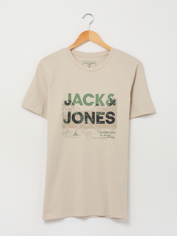 JACK AND JONES Tee-shirt Logo Expdition Ecru Photo principale