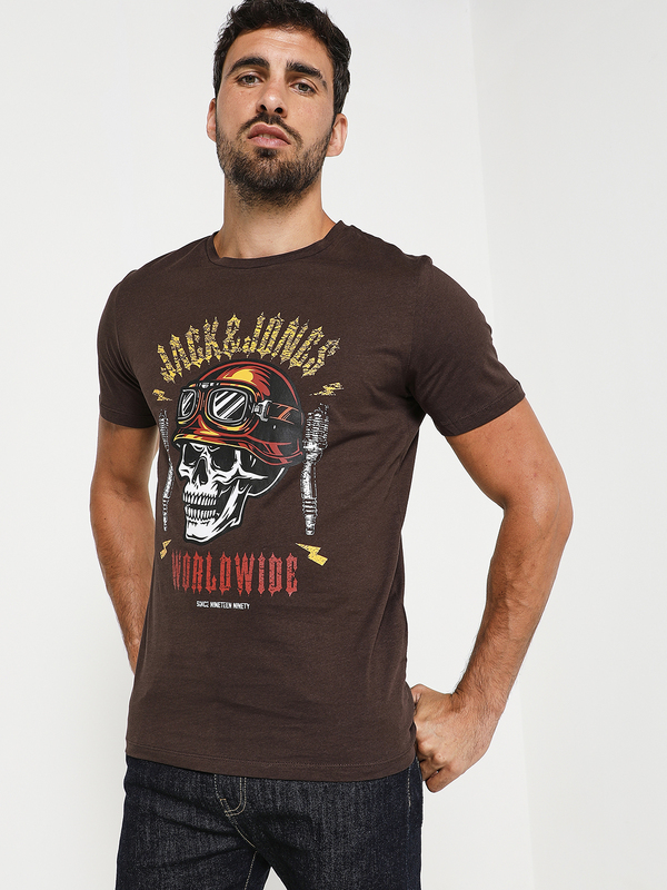 JACK AND JONES Tee-shirt Tte De Mort Marron 1004924