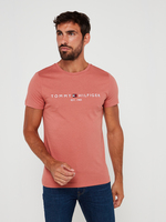 TOMMY HILFIGER Tee-shirt Slim En Coton Bio, Logo Brod Rose