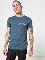 TOMMY HILFIGER Tee-shirt Slim En Coton Bio, Logo Brod Bleu vert