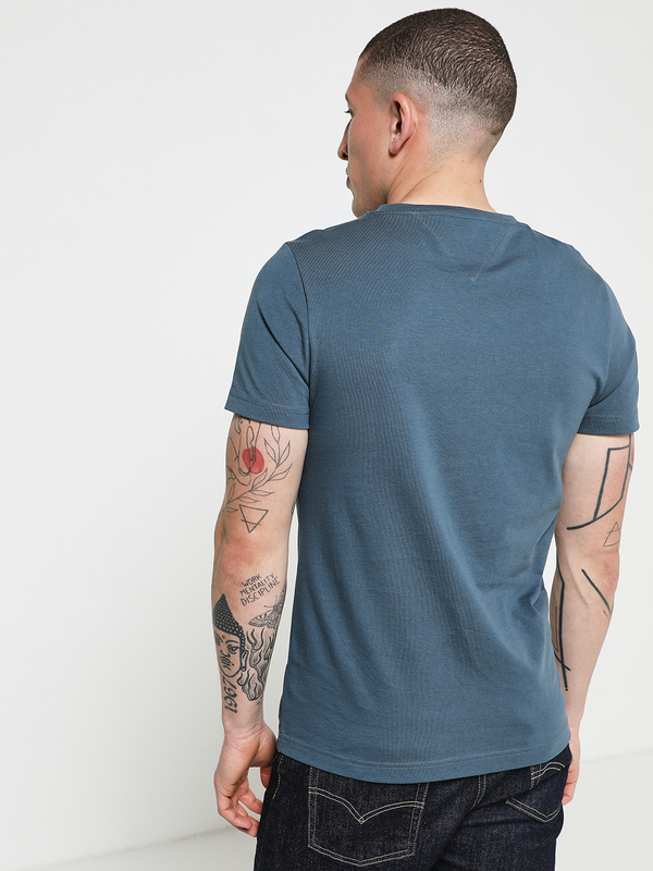 TOMMY HILFIGER Tee-shirt Slim En Coton Bio, Logo Brod Bleu vert Photo principale