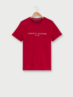 TOMMY HILFIGER Tee-shirt Slim En Coton Bio, Logo Brod Rouge grenat
