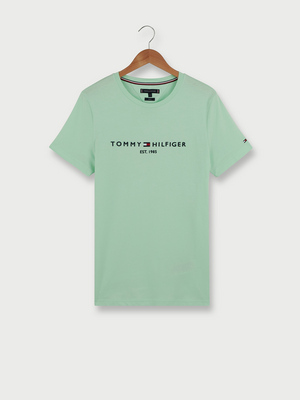 TOMMY HILFIGER Tee-shirt Slim En Coton Bio, Logo Brod Vert
