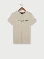 TOMMY HILFIGER Tee-shirt Slim En Coton Bio, Logo Brod Ecru