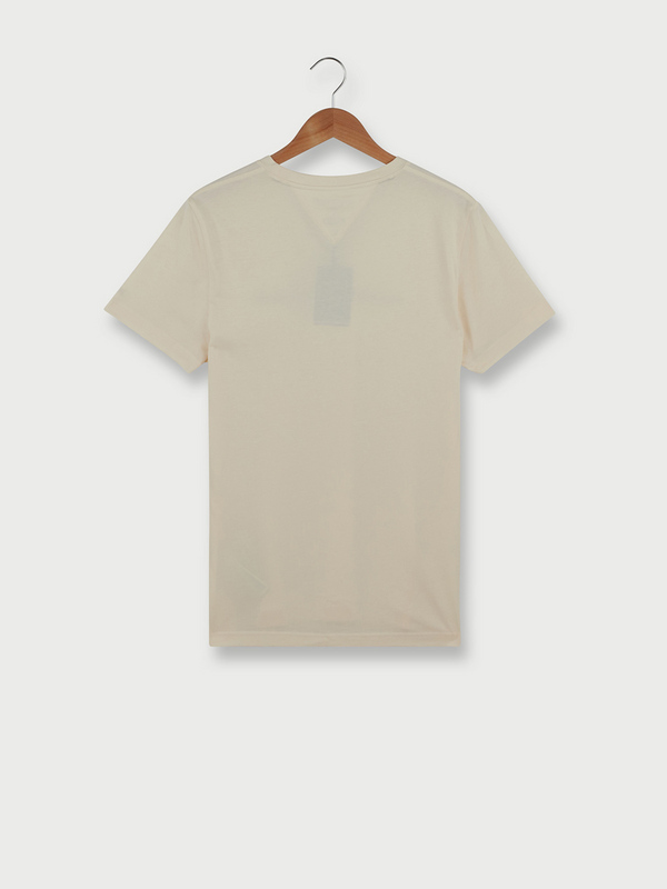 TOMMY HILFIGER Tee-shirt Slim En Coton Bio, Logo Brod Ecru Photo principale