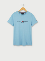 TOMMY HILFIGER Tee-shirt Slim En Coton Bio, Logo Brod Bleu Canard