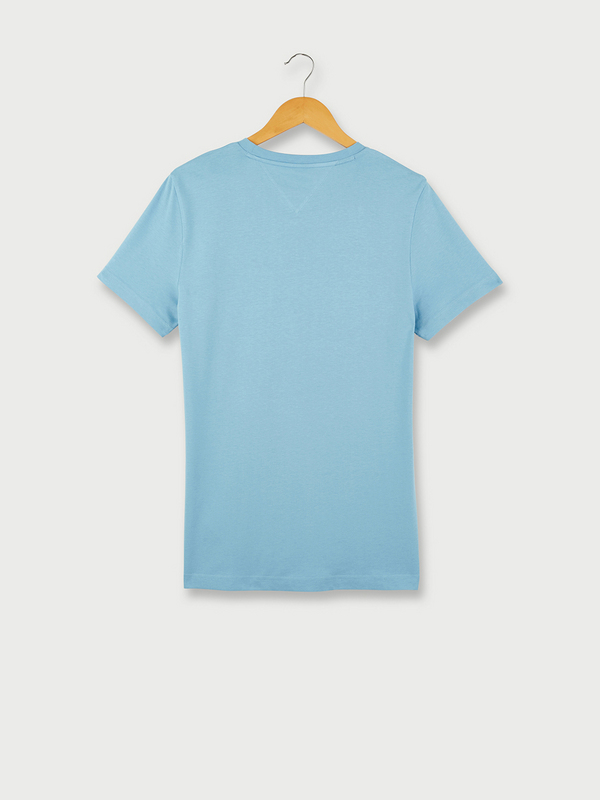 TOMMY HILFIGER Tee-shirt Slim En Coton Bio, Logo Brod Bleu Canard Photo principale