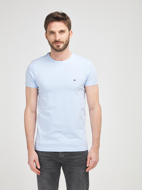 TOMMY HILFIGER Tee-shirt Extra Slim Uni, Mini Logo Brod Bleu Photo principale