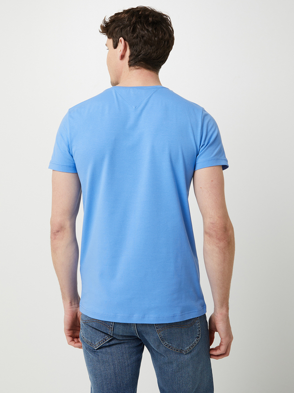 TOMMY HILFIGER Tee-shirt En Coton Stretch Logo Brod Bleu Stone Photo principale