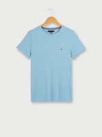 TOMMY HILFIGER Tee-shirt En Coton Stretch Logo Brod Bleu Used