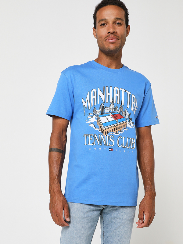 TOMMY JEANS Tee-shirt Tennis Club Manhattan Bleu ciel