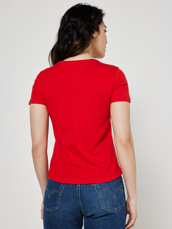 TOMMY JEANS Tee-shirt Uni Col V Roulott Rouge Photo principale