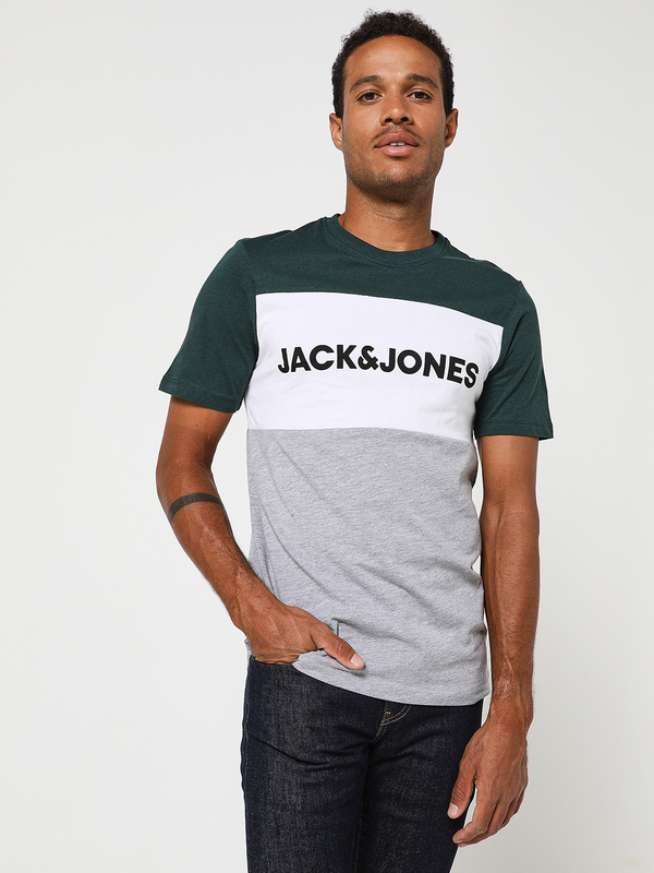 JACK AND JONES Tee-shirt Colorblock Vert
