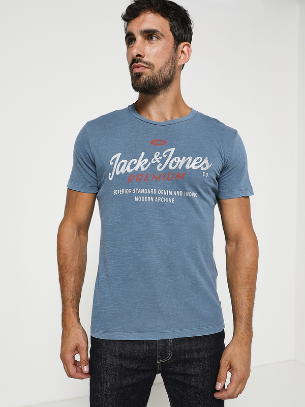 JACK AND JONES Tee-shirt  Logo Imprimé Bleu