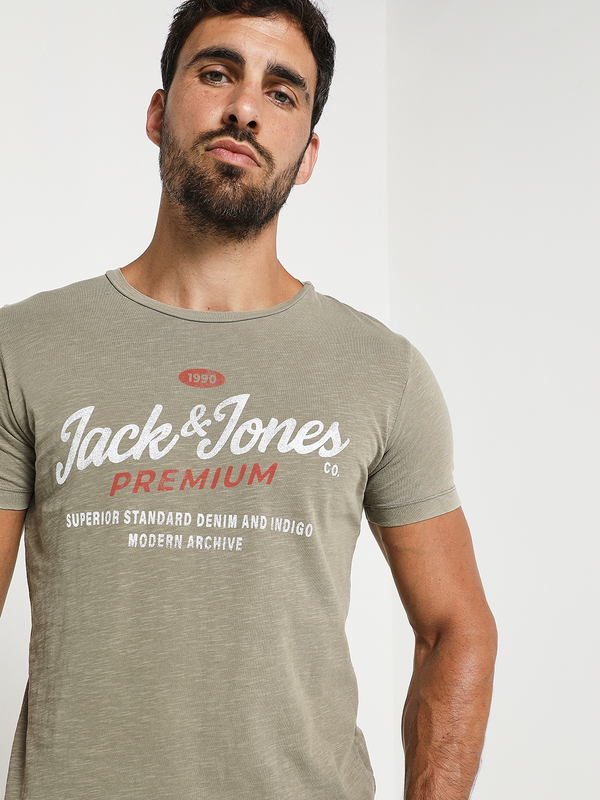 JACK AND JONES Tee-shirt  Logo Imprim Vert kaki Photo principale